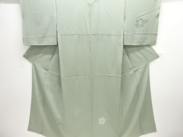 未着用 訪問着 絞り 菊花 紗綾形地紋 くすみカラー ブルー 着物